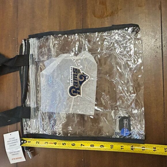 NFL Los Angeles Rams Clear Zippered Tote Bag 13x11 Stadiums Concerts Security - Picture 4 of 5